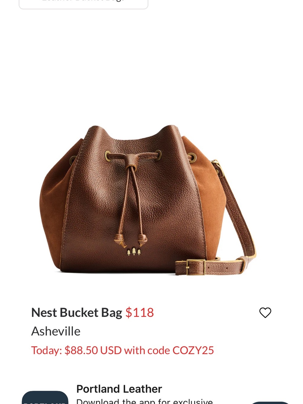 Portland Leather Nest Bucket Bag in Brown